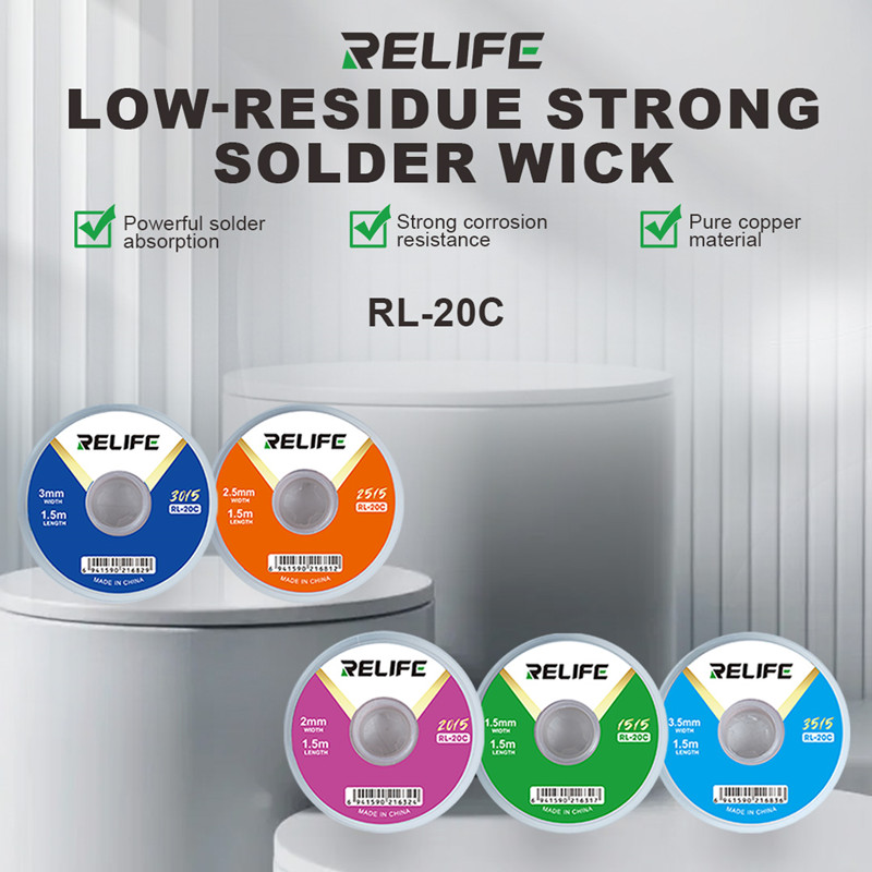 RELIFE RL-20C Паяльный фитиль  – обзор и цена Solder Wick Braid